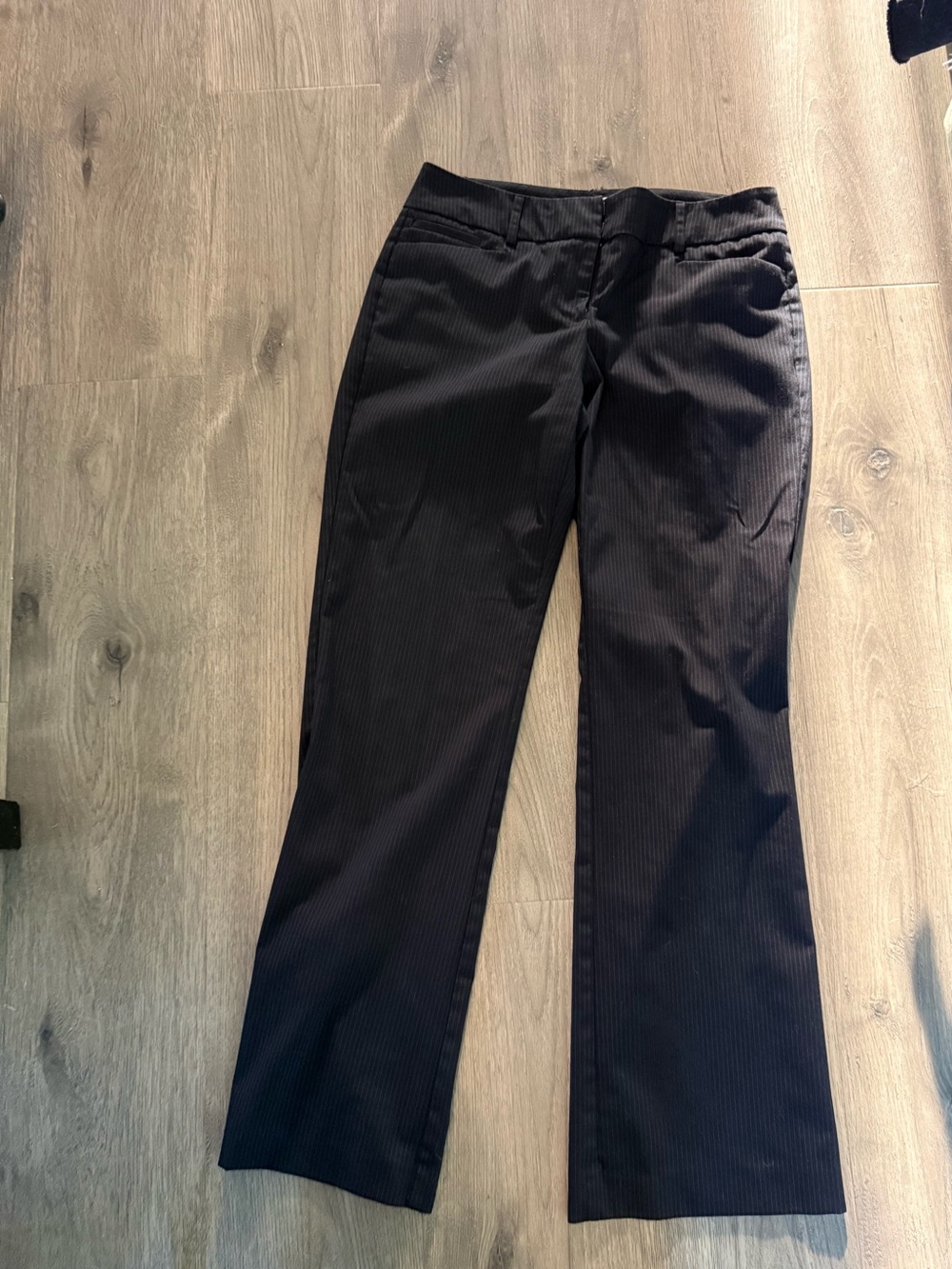 New York & Company Black Pinstripe Boot-Cut Dress Pants